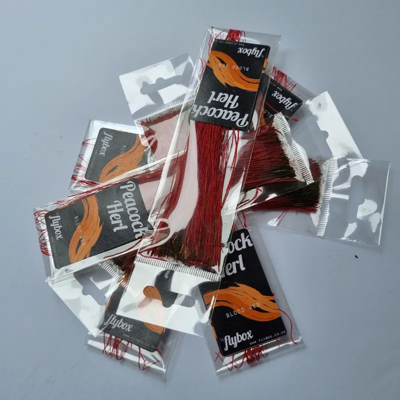 Flybox Peacock Herl Blood Red